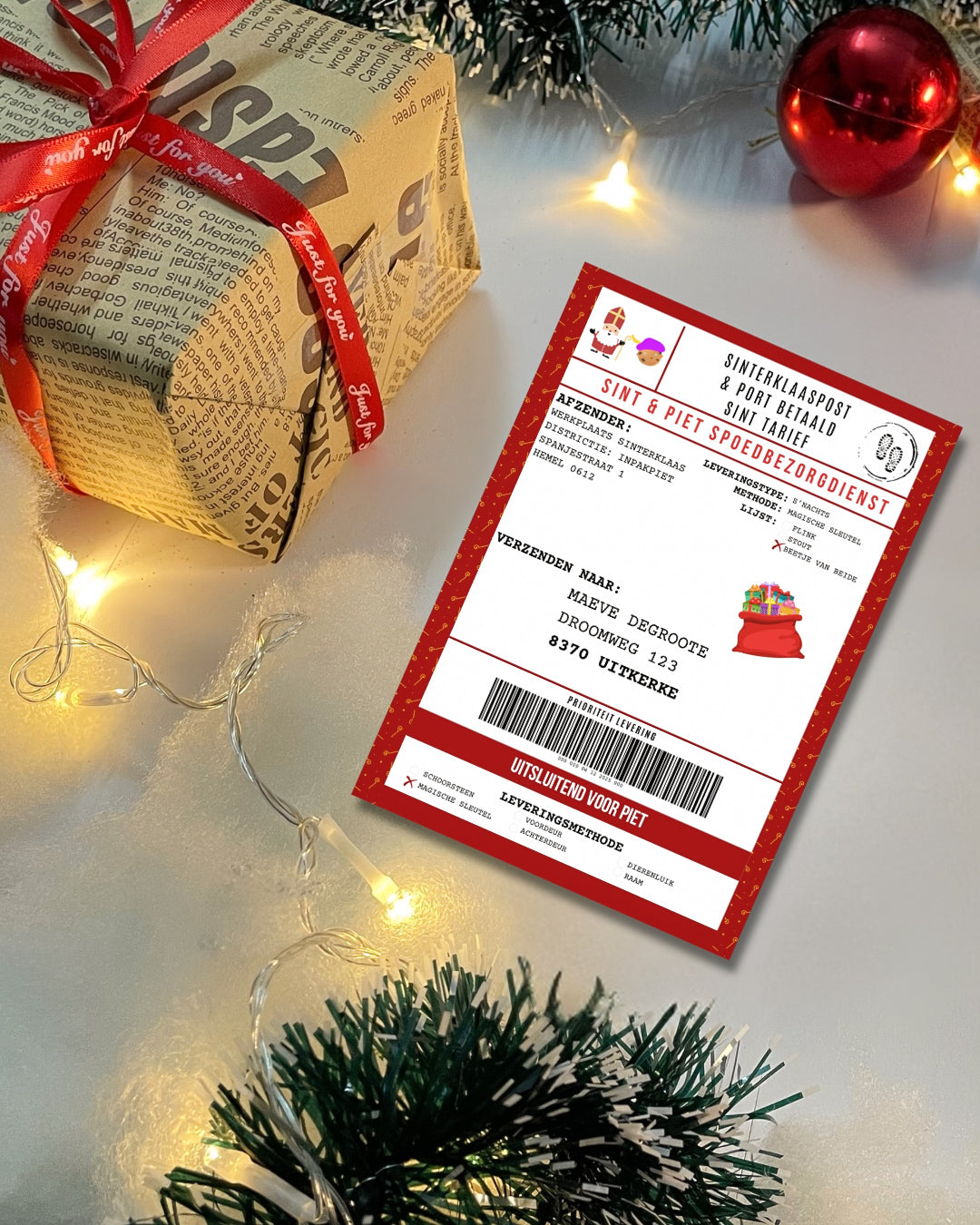 Gepersonaliseerde Sinterklaas verzendsticker