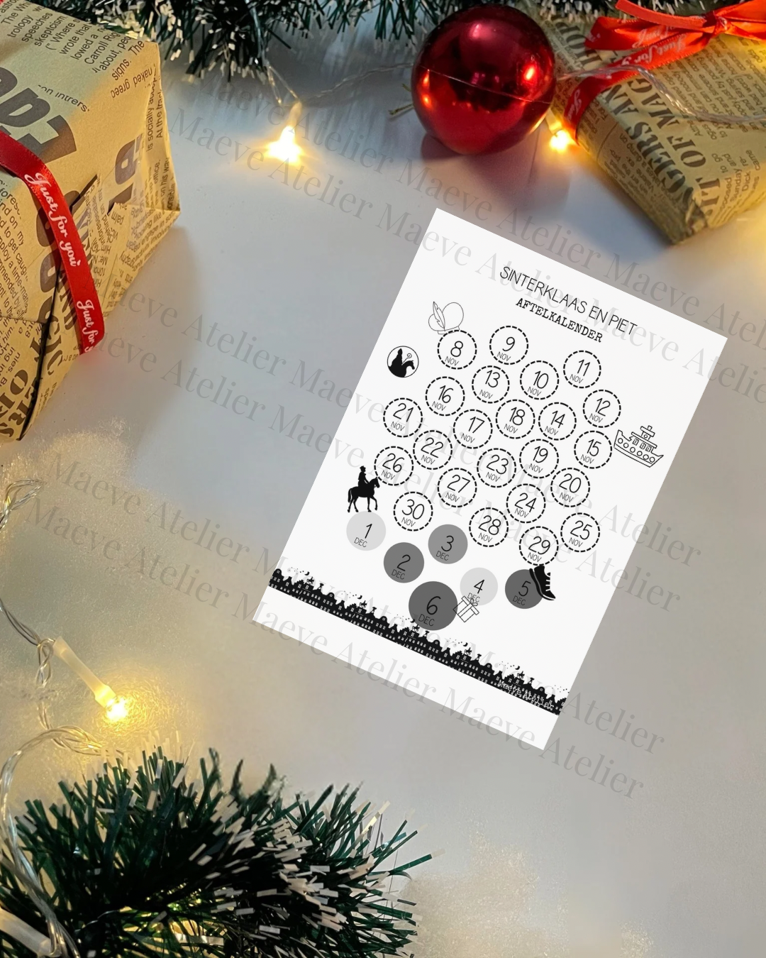 Aftelkalender Sinterklaas inclusief stickers