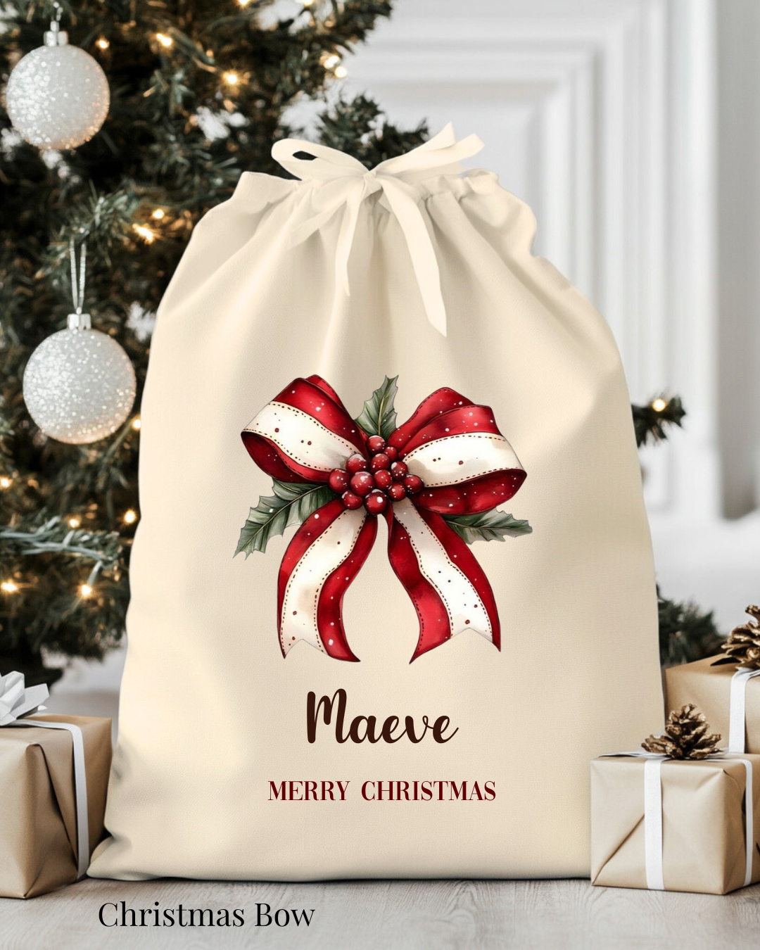 Kerstzak Pink Bunny Christmas| Gepersonaliseerd