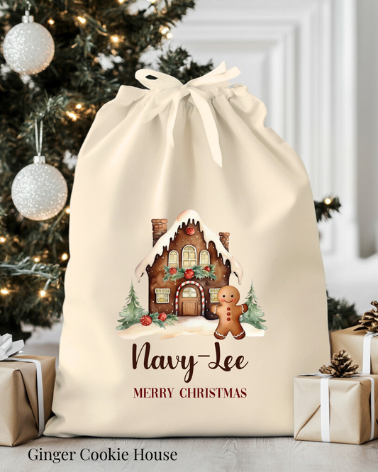 Kerstzak Gingerbread House| Gepersonaliseerd