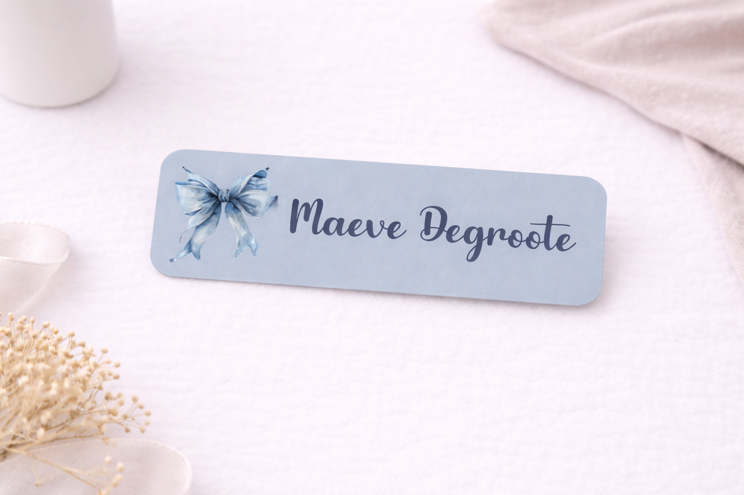 Naamsticker Blue Bow