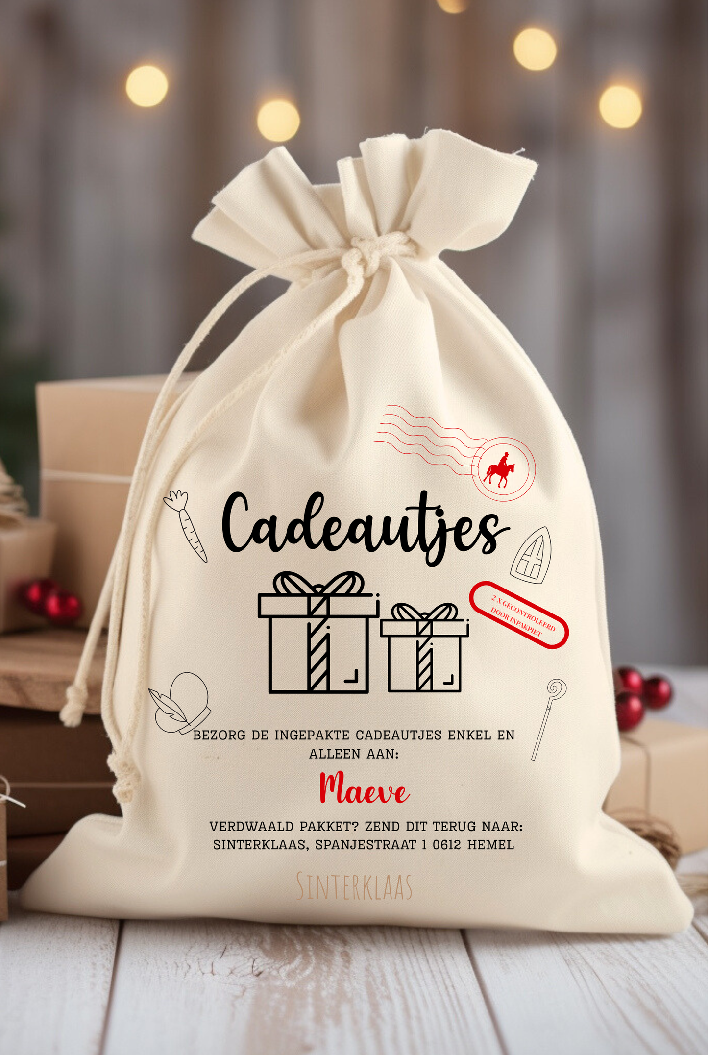 Cadeauzak Sinterklaas Gepersonaliseerd