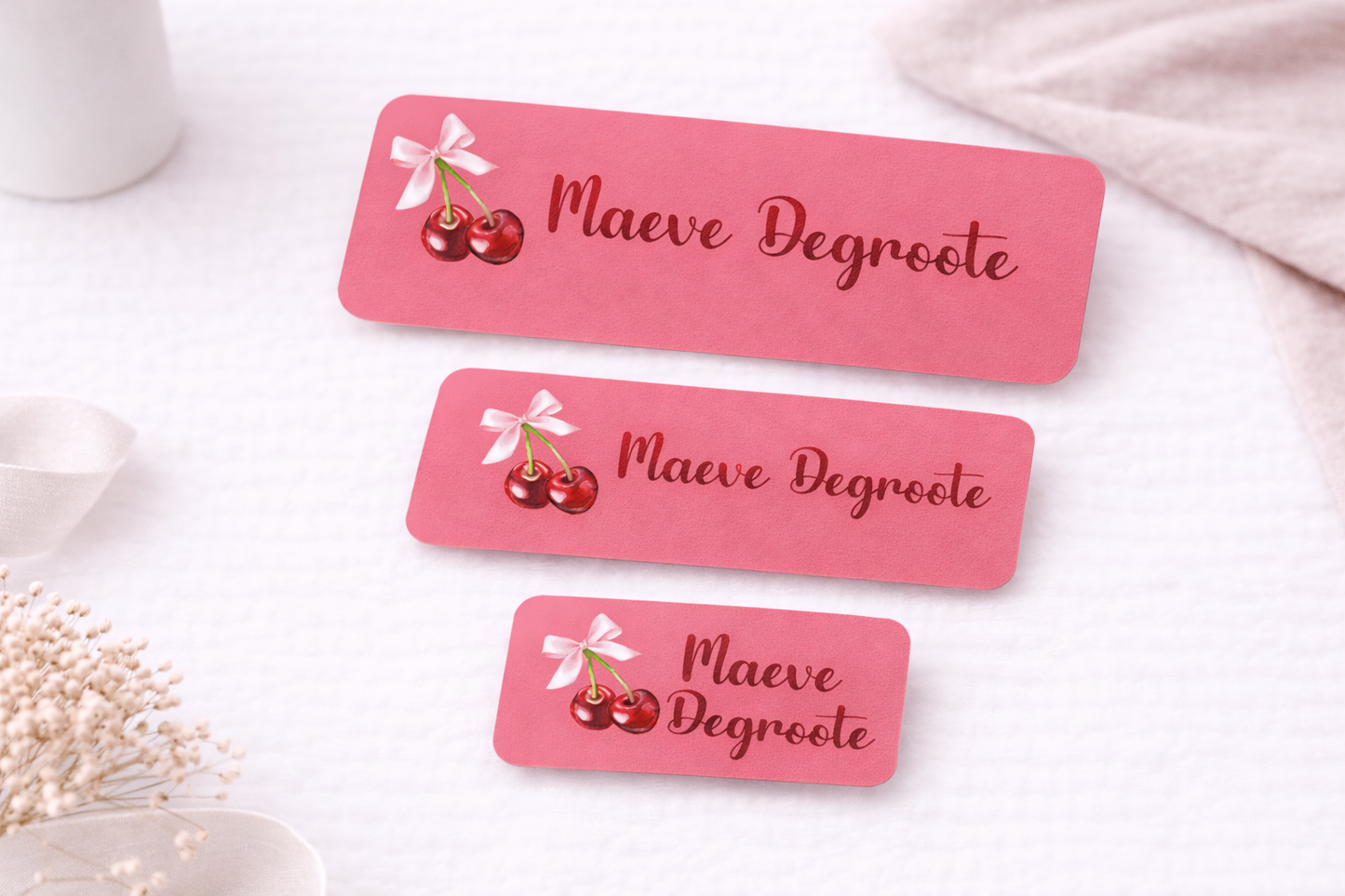Naamsticker Cherry Bow