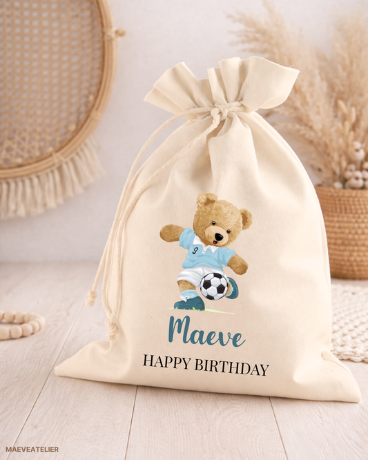 Cadeauzak Football Bear | Gepersonaliseerd