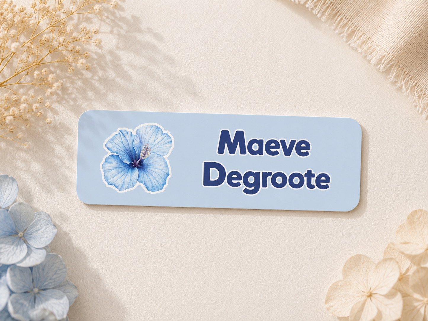 NAAMLABEL BLAUWE BLOEM