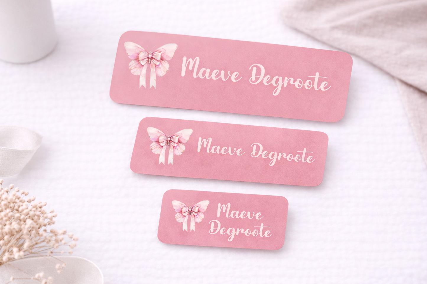 Naamsticker Pink Bow